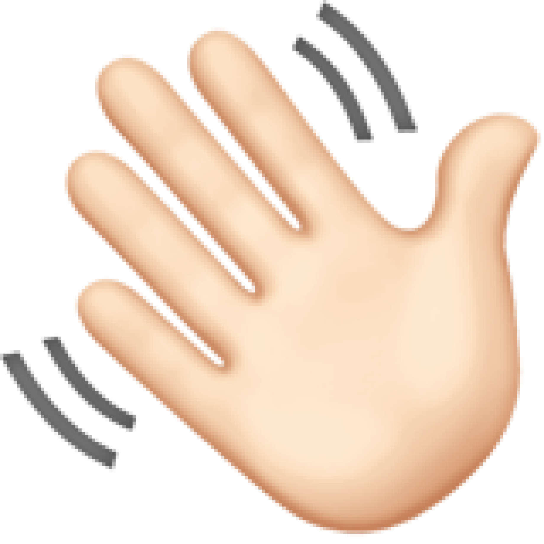 An illustration of a hand waving, enhanced with motion lines to suggest dynamic movement, reminiscent of the swift elegance found in automotive design. The hand is depicted in a light skin tone.
